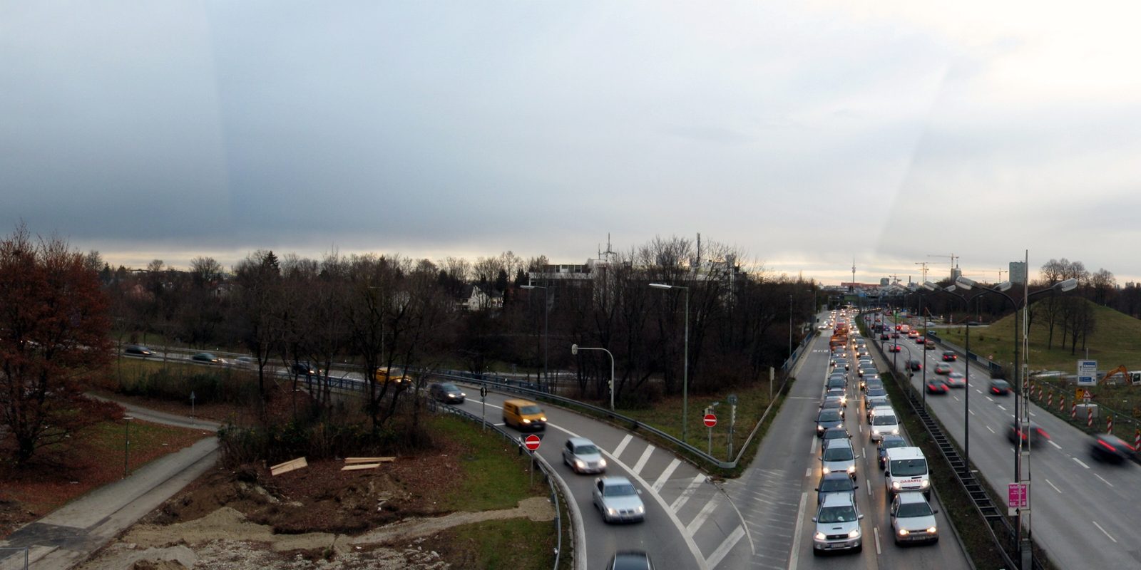 Traffic on a German motorway seen from above