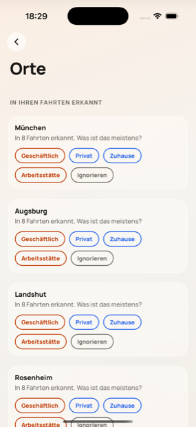 Tagging places as home, workplace, business or personal in Milometry