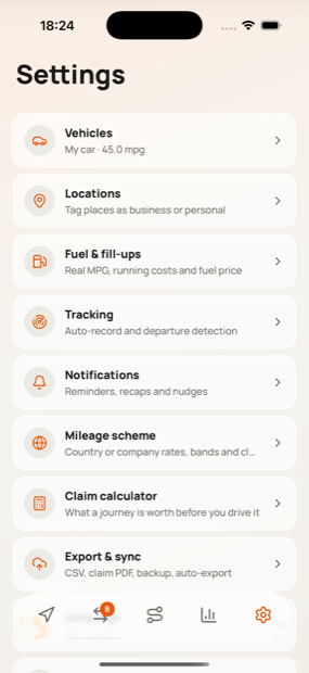 Settings. No account, because there is nothing to sign in to.